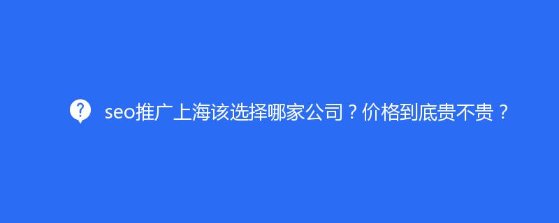 seo推廣上海該選擇哪家公司？價格到底貴不貴？