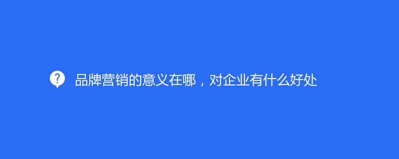 品牌營銷的意義在哪，對企業(yè)有什么好處